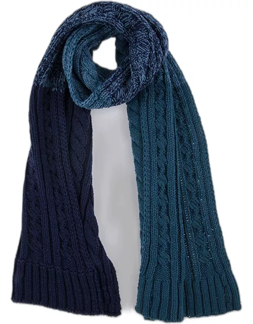 Dents Ombré Cable Knit Scarf In Blue