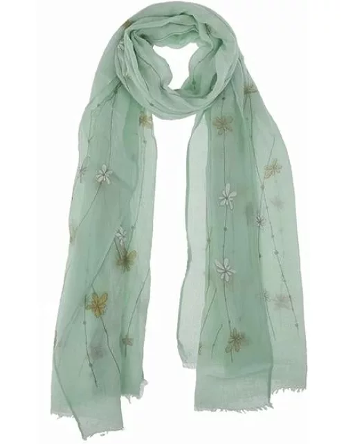 Dents Women's Delicate Floral Print Scarf In Mint