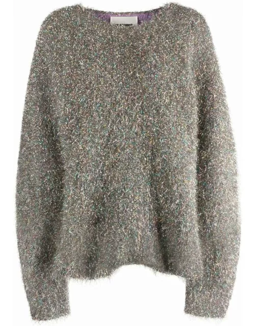 Brushed lurex-blend knitted jumper