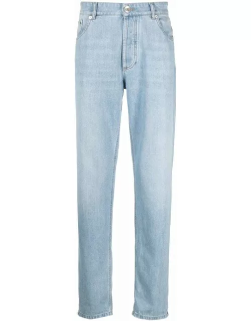 Light blue slim-cut cotton jean