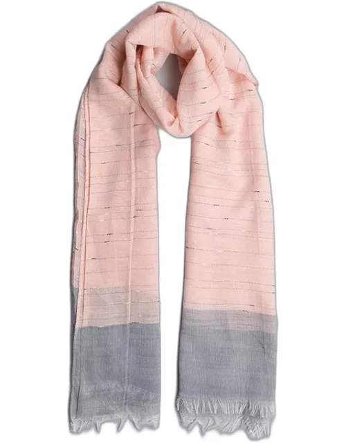 Dents Women's Lightweight Block Colour Border Scarf In Grey/pink