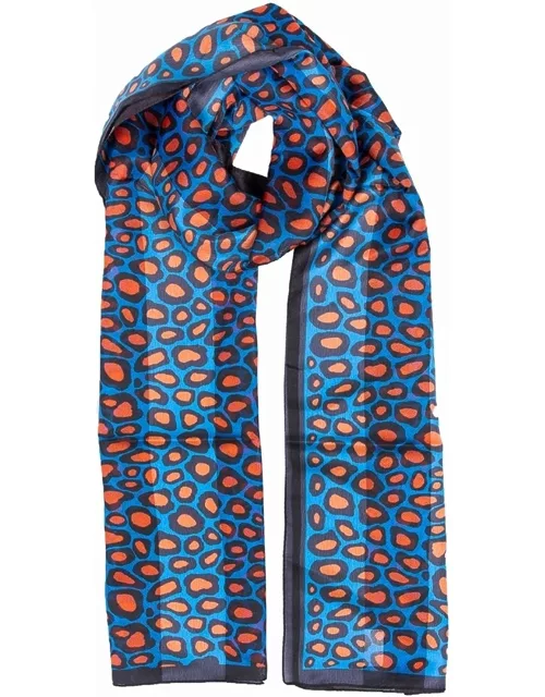 Dents Women's Lightweight Animal Print Scarf In Royal Blue
