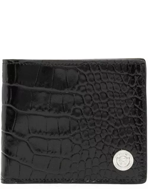 Medusa Biggie crocodile-embossed wallet