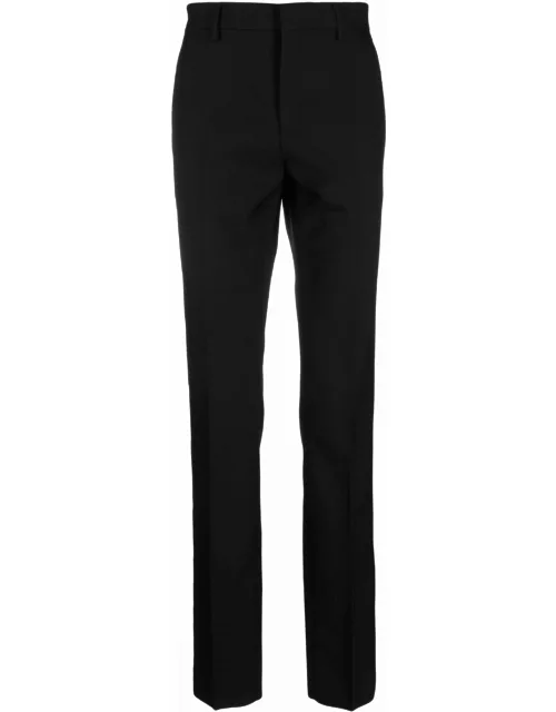 Black slim-cut wool trouser