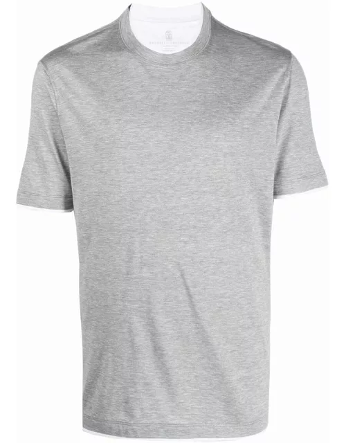 Grey layered-collar T-Shirt