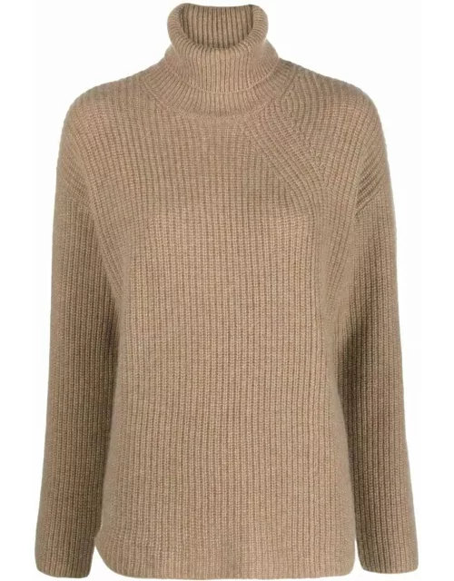 Roll-neck waffle-knit jumper
