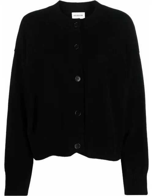 Black round-neck cashmere cardigan