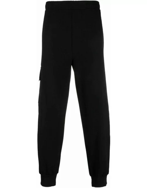 Black cargo-pocket tapered trouser