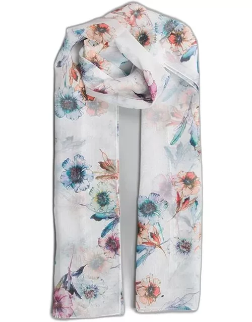Dents Women's Floral Print Scarf In Ivory
