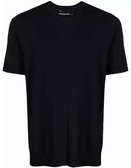 Black crew-neck short-sleeve T-shirt
