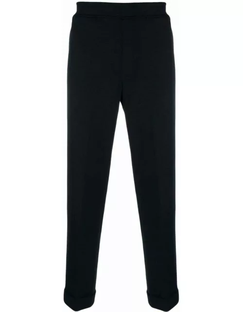 Black elasticated-waistband tapered trouser