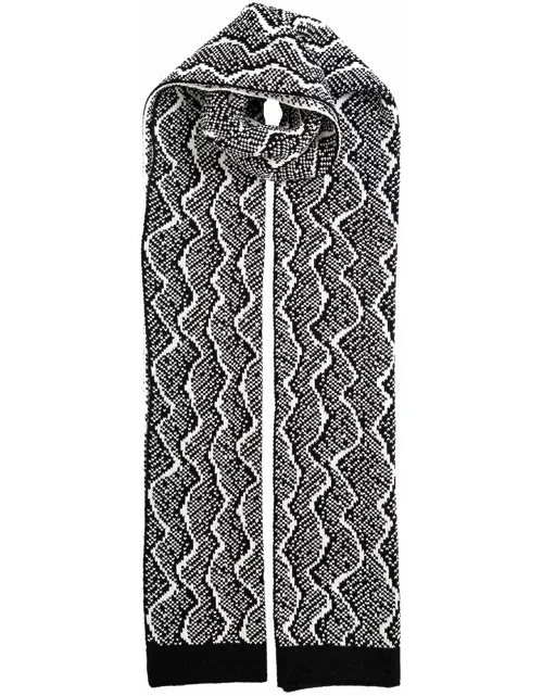 Dents Women's Reptile Print Knitted Scarf In Black/winter White