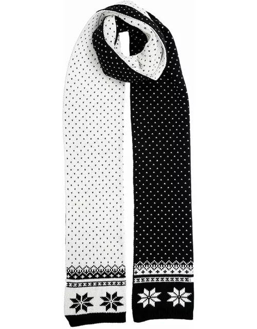 Dents Women's Snowflake Knitted Scarf In Black/winter White