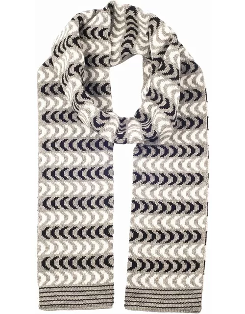 Dents Women's Chevron Knitted Scarf In Black/dove Grey