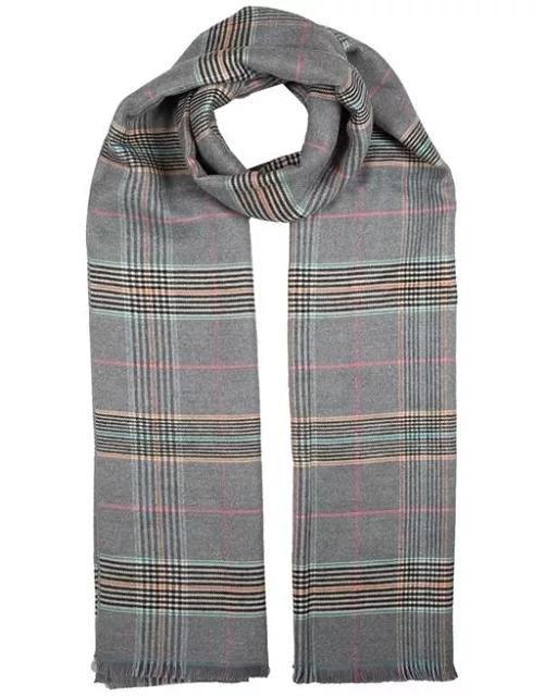 Dents Women's Lightweight Check Print Knitted Scarf In Dove Grey