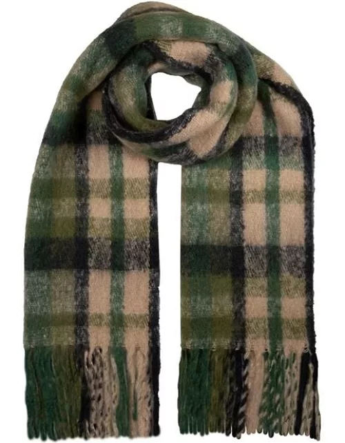 Dents Women's Bold Checked Blanket Scarf In Forest/came