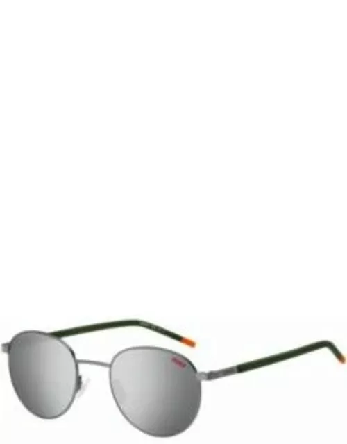Round sunglasses with khaki-colored temples Men's Eyewear