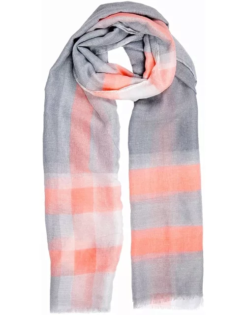 Dents Women's Ombre Scarf With Contrast Check Border In Blush