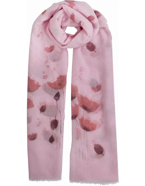 Dents Women's Poppy Print Scarf In Red/pink