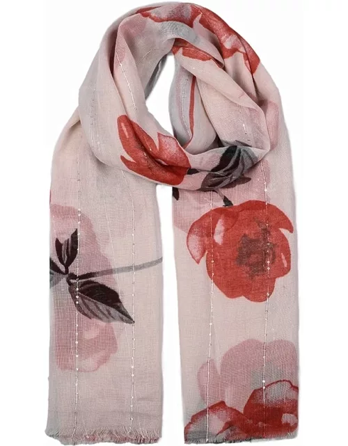 Dents Women's Rose Print Scarf In Silver