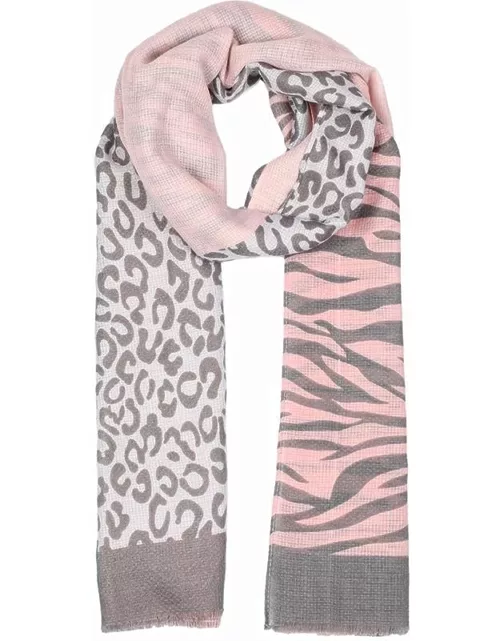 Dents Women'S Lightweight Scarf With Leopard And Zebra Pattern In One