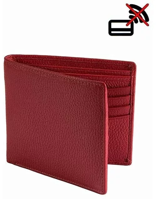 Dents Pebble Grain Leather Slim Billfold Wallet With Rfid Blocking Protection In Berry