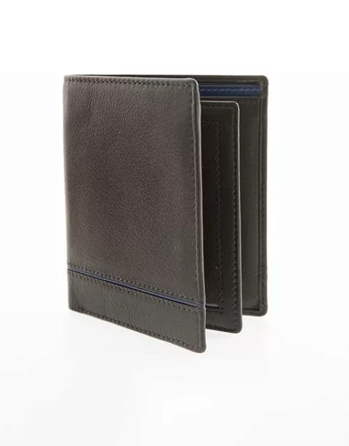 Dents Natural Grain Leather Wallet With Rfid Blocking Protection In Chocolate/royal Blue