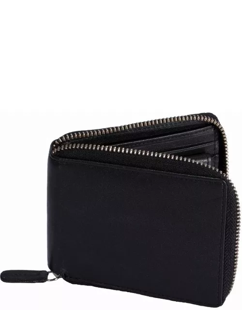 Dents Smooth Nappa Leather Zip Round Wallet With Rfid Blocking Protection In Black