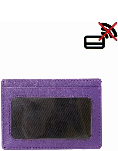 Dents Hairsheep Gloving Leather Credit Card Holder With Rfid Blocking Protection In Black/amethyst
