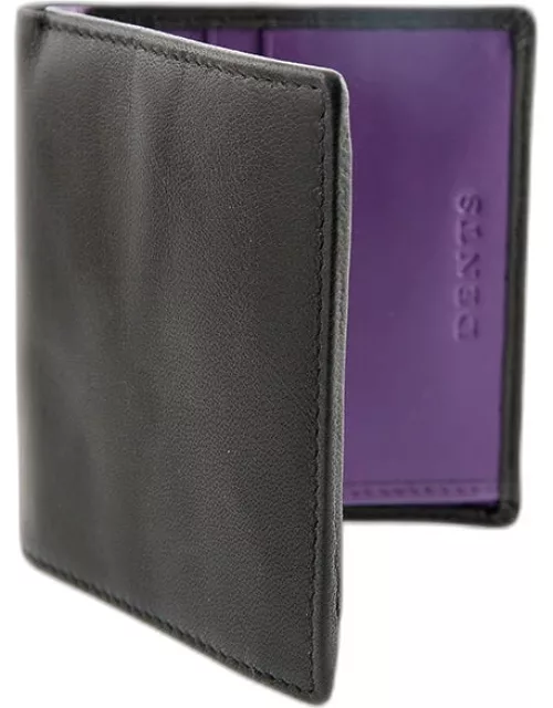 Dents Hairsheep Gloving Leather Small Wallet With Rfid Blocking Protection In Black/amethyst