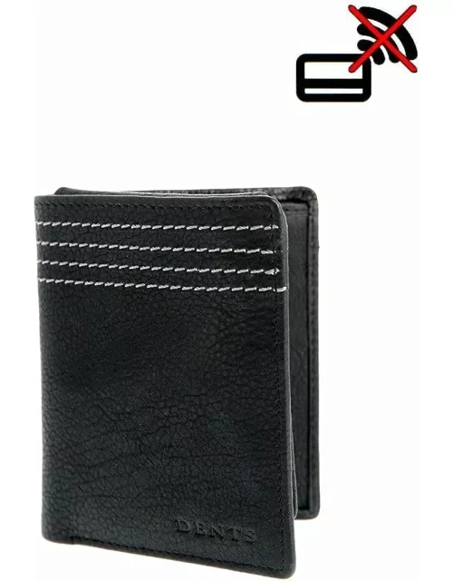 Dents Contrast Stitch Pebble Grain Leather Wallet With Removable Card Holder And Rfid Blocking Protection In Black/dove Grey