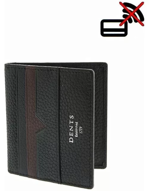 Dents Pebble Grain Leather Wallet With Rfid Blocking Protection In Black/brown