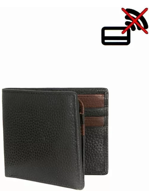 Dents Pebble Grain Leather Billfold Wallet With Rfid Blocking Protection In Black/brown