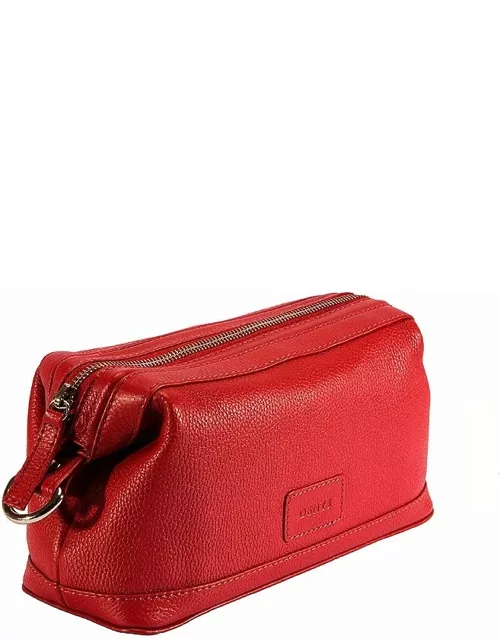 Dents Pebble Grain Leather Wash Bag In Berry