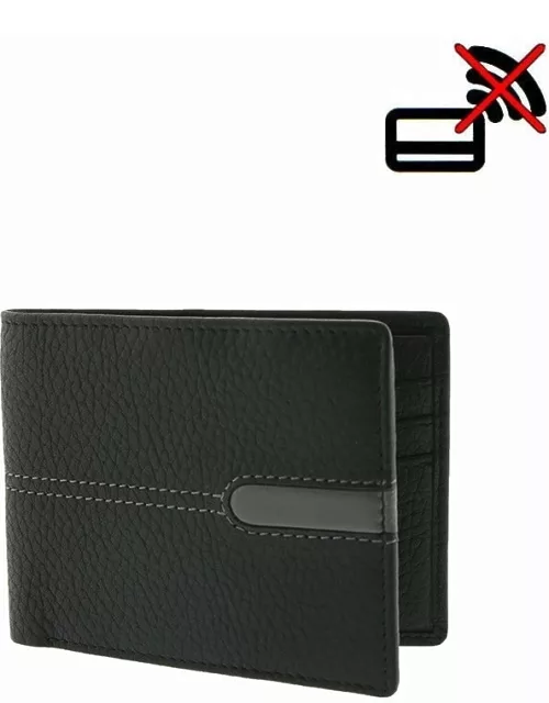 Dents Pebble Grain Leather Billfold Wallet With Rfid Blocking Technology In Black/dove Grey