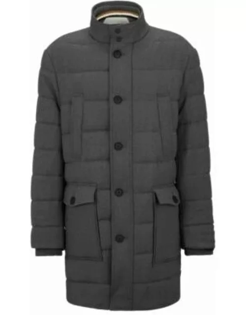 Regular-fit padded coat in a stretch wool blend- Grey Men's Formal Coat