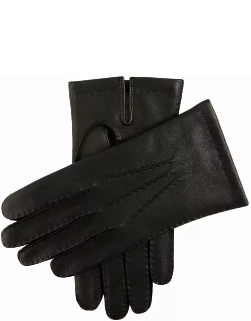 Dents Men's Handsewn Cashmere Lined Shorter Finger Leather Gloves In Black