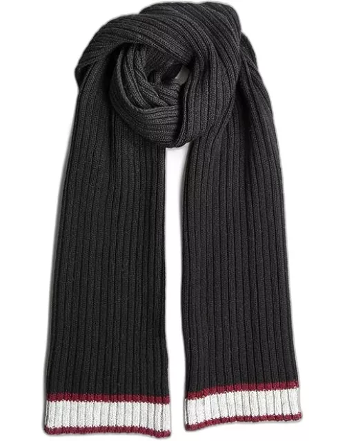 Dents Men's Knitted Scarf With Stripe Detail In Black/red