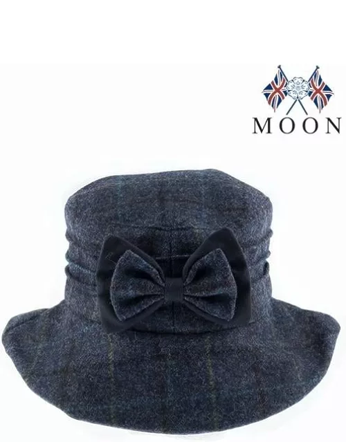 Dents Women's Abraham Moon Tweed Check Bucket Hat With Bow Detail In Blue