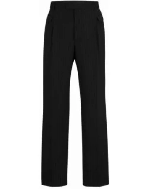 Pinstriped straight-leg trousers in a wool blend- Black Men's Pant