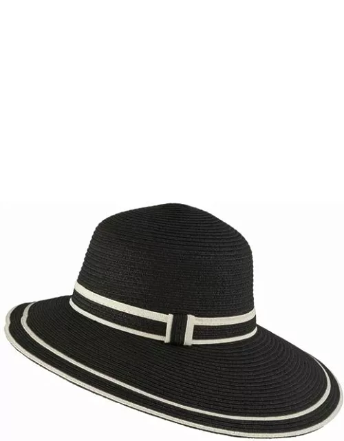 Dents Women's Dipped Brim Paper Straw Hat In Black/ivory