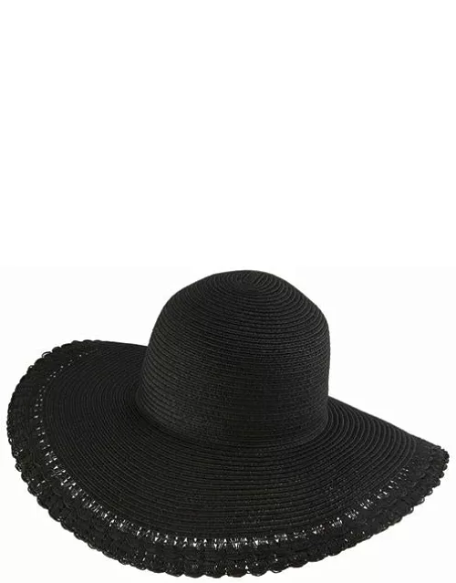 Dents Women's Scalloped Paper Straw Hat In Black
