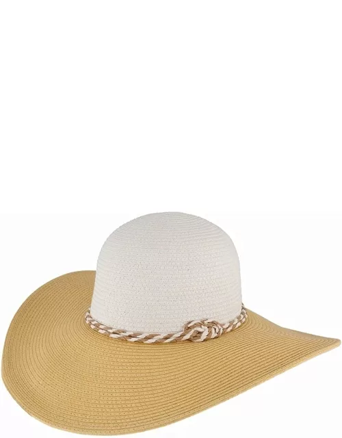 Dents Women's Paper Straw Two Tone Floppy Sun Hat In White/natura