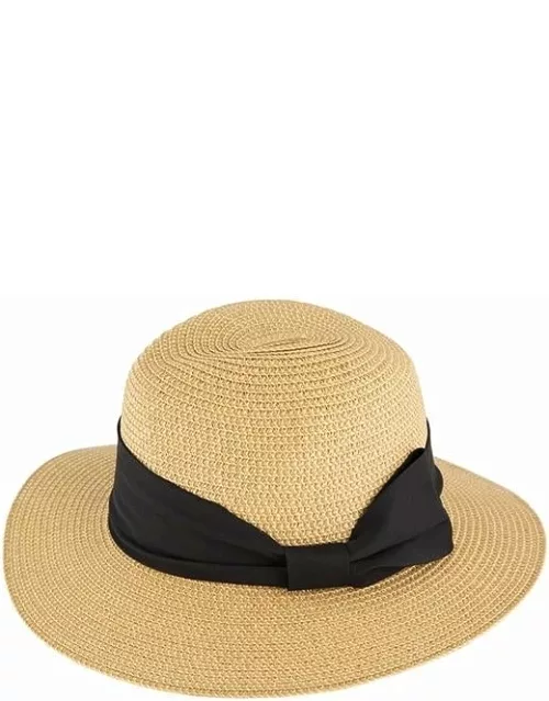 Dents Women's Paper Straw Fedora Hat In Natural/black