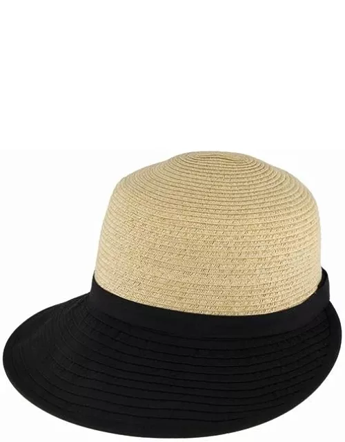 Dents Women's Paper Straw Two Toned Backless Sun Hat In Natural/black