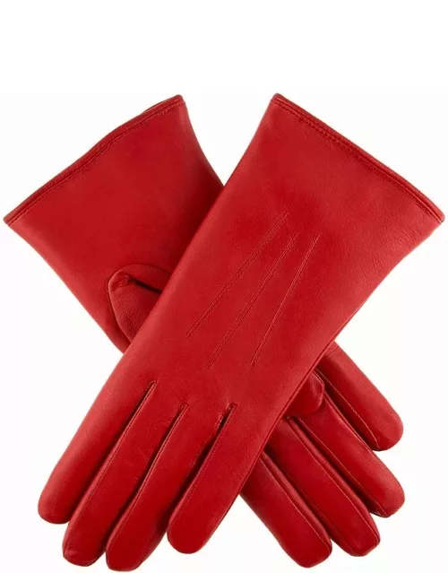 Dents Women's Fur Lined Leather Gloves In Berry