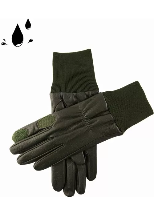 Dents Women's Fleece Lined Left Hand Leather Shooting Gloves In Olive