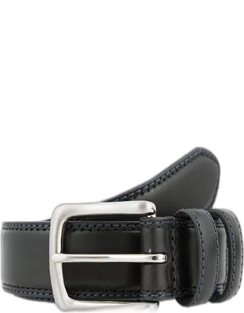 Dents Men's Leather Belt With Contrast Colour Stitching In Black/royal Blue