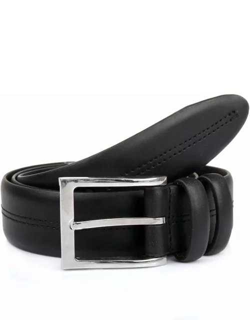 Dents Men's Double Keeper Leather Belt With Stitch Detail In Black