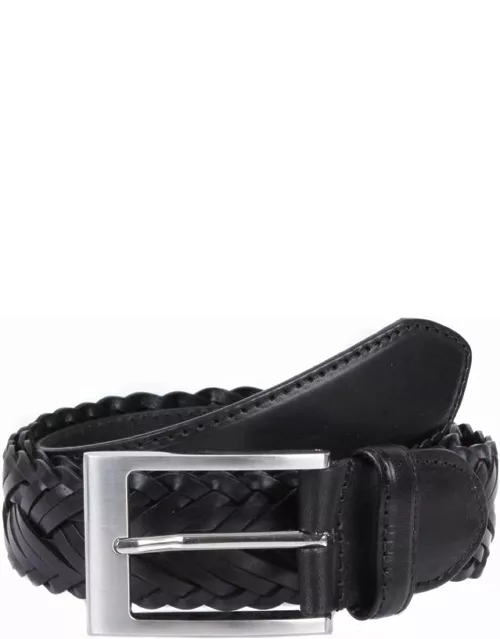Dents Men's Plaited Leather Belt In Black